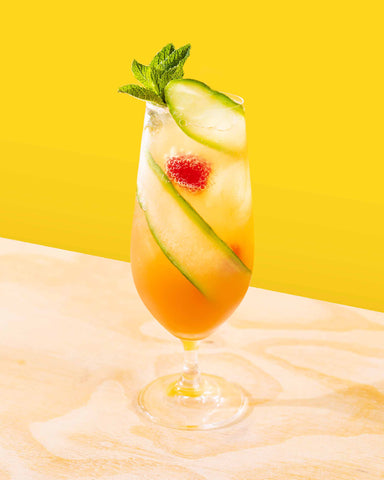 Pimm's Cup with Ginger and Raspberry Syrups